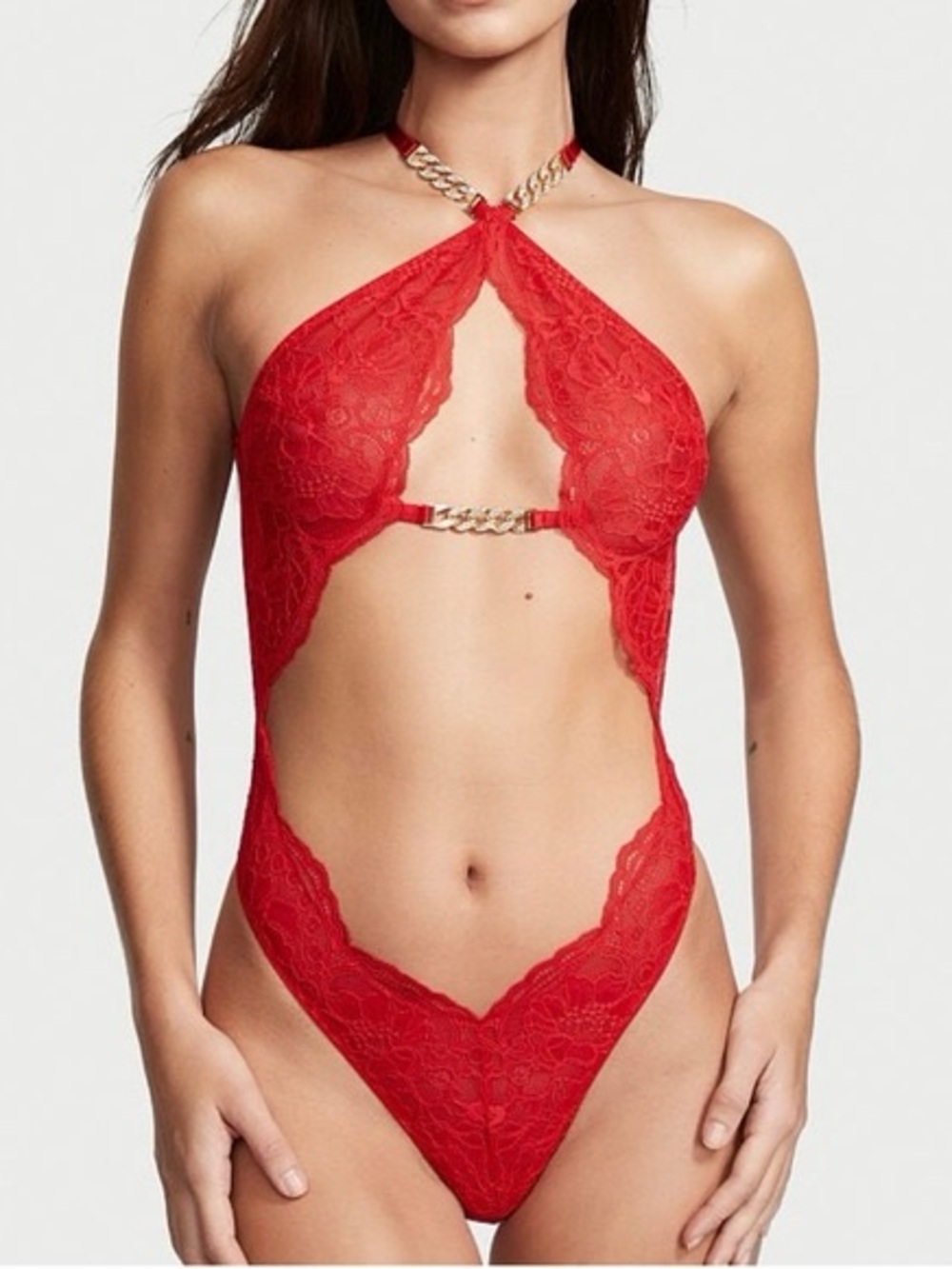 Victoria's Secret Red Lace Bodysuit